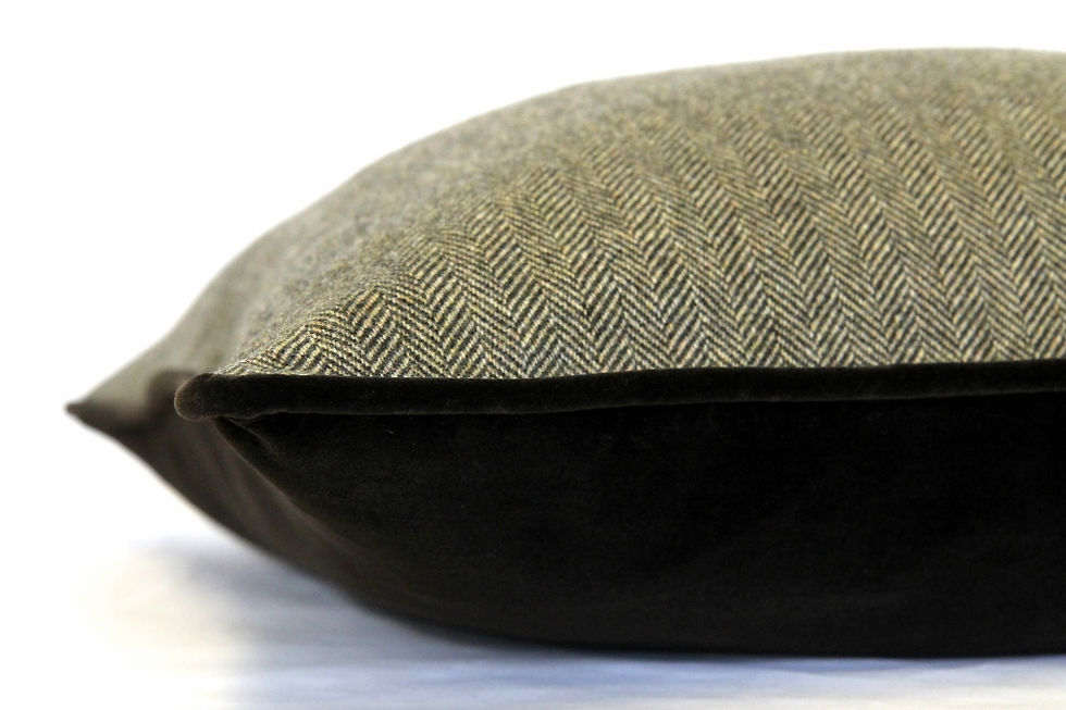 Thumbnail: Moss Herringbone / Brown Velvet