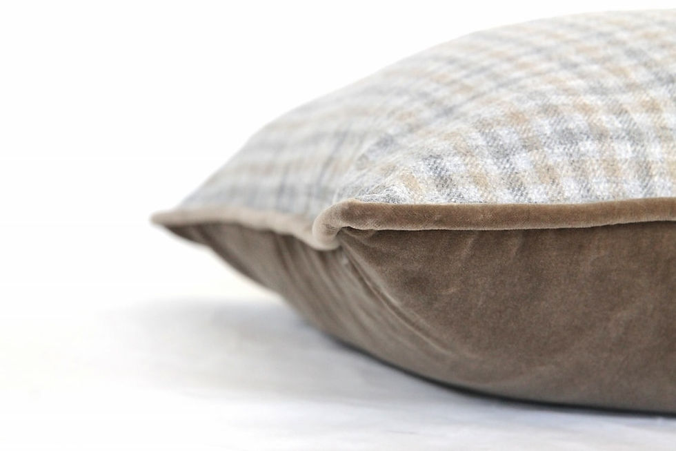 Thumbnail: Beige & Grey Check / Beige Velvet