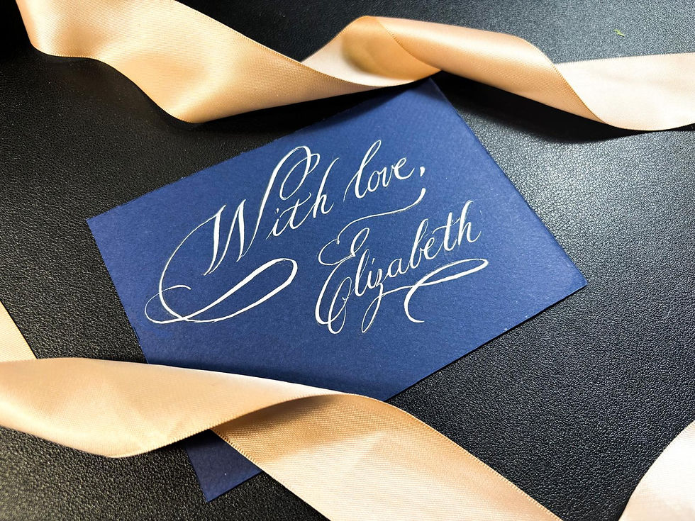 Minh Dinh, Dallas Calligrapher's work featuring greeting card.