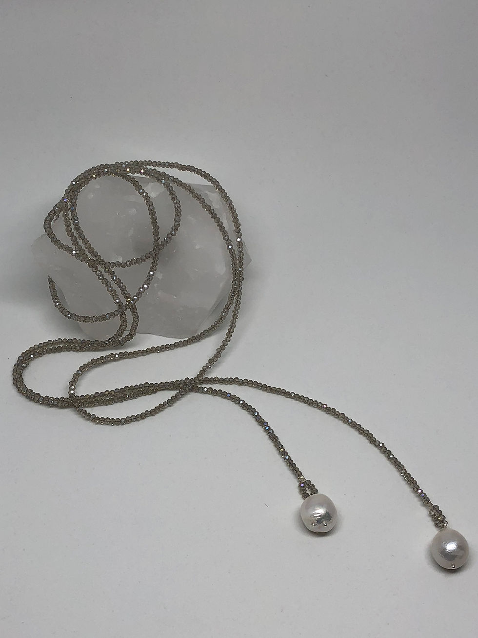 Thumbnail: Baroque Pearl and Crystal Lariat Necklace