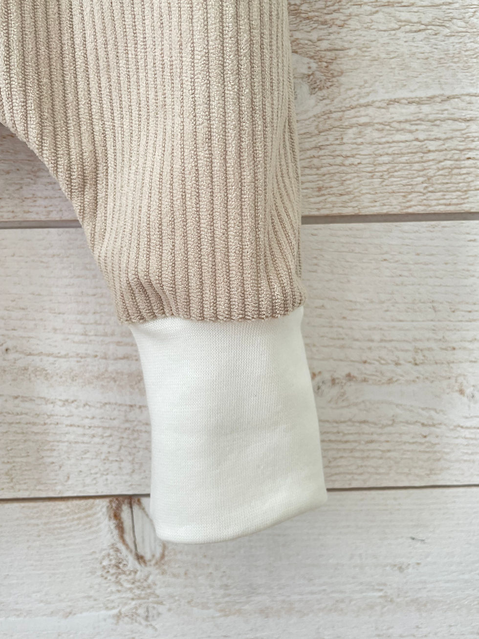 Miniature : Sarouel évolutif bébé beige fait main bord-côte chevilles ajustées – Mam'Iza Toulouse