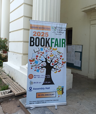 Book fair standee outside the Science Block