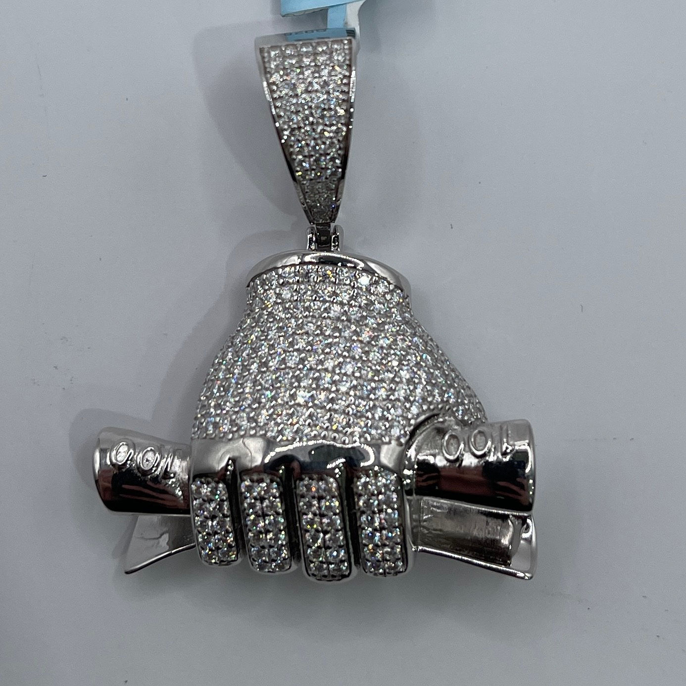 Hand Holding Money Moissanite Charm