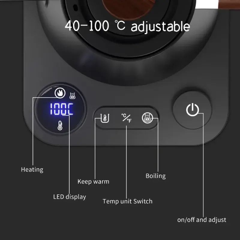 Thumbnail: Electric Gooseneck Kettle 900ML Hand Brew Coffee Pot Smart Teapot Temperature Co