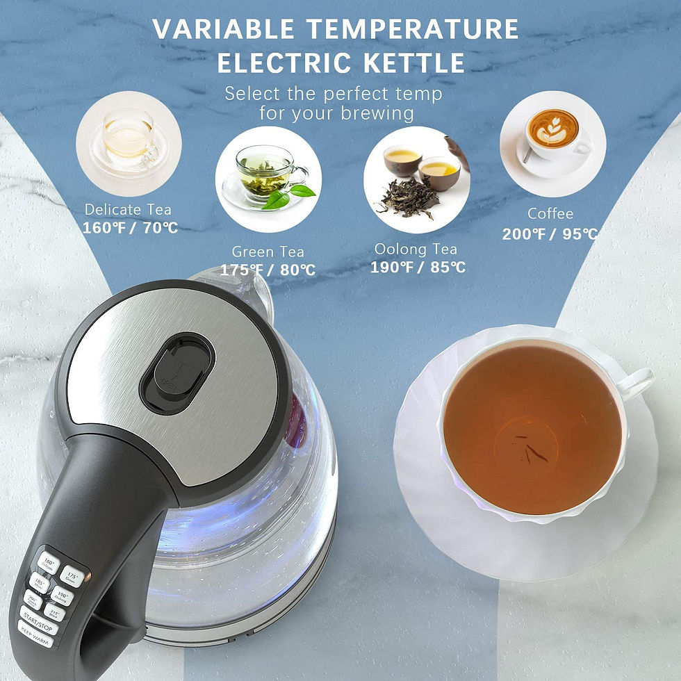 Thumbnail: DEVISIB Electric Glass Kettle, 2200W Fast Boiling, Temperature Control, 4-Hour K