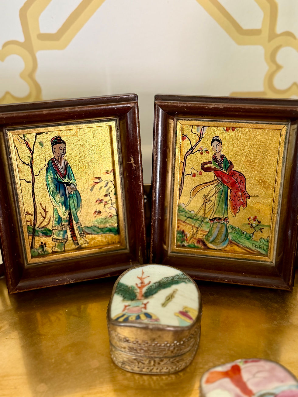 Thumbnail: Pair of Vintage Asian Wallhangings 