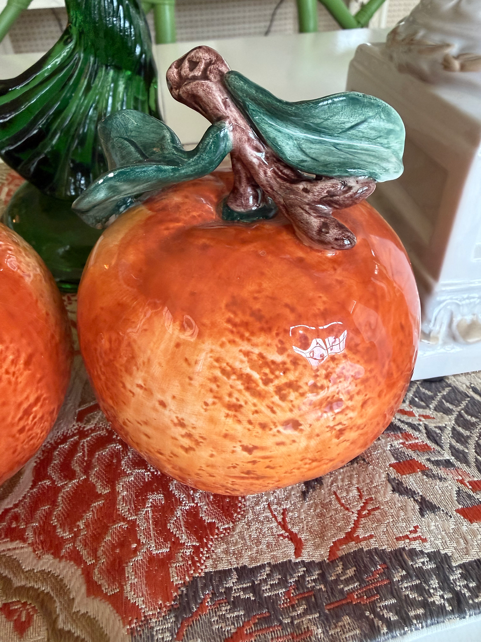 Thumbnail: Pair Vintage Orange Figurines 