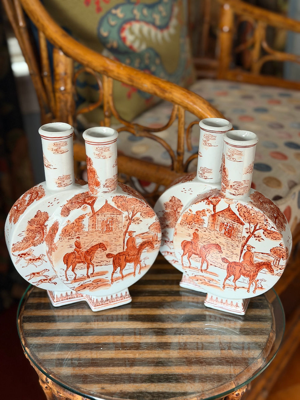 Thumbnail: Pair Moon Flask Vases