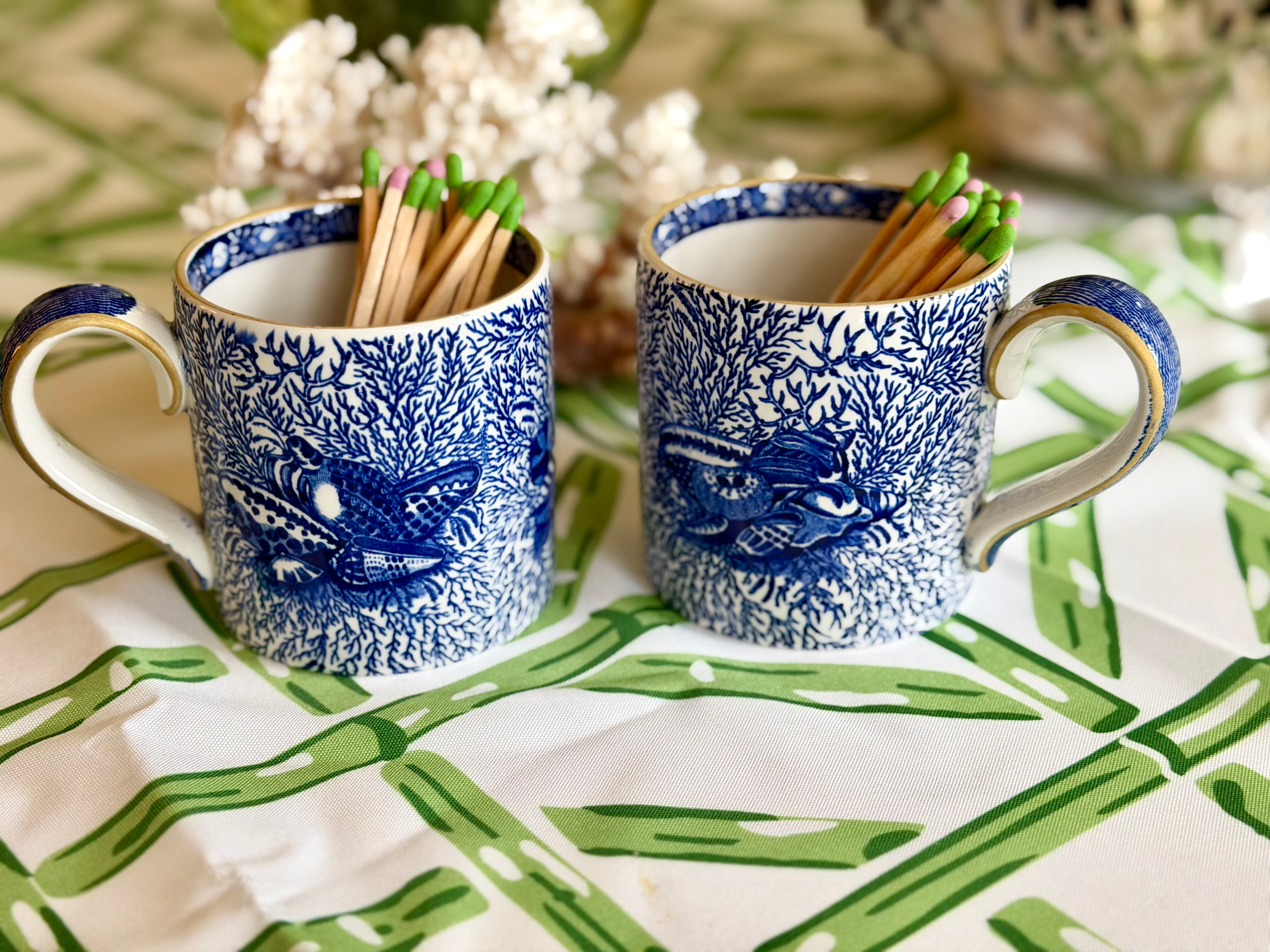 Vintage Pair Mottahedeh “Torquay” Mugs