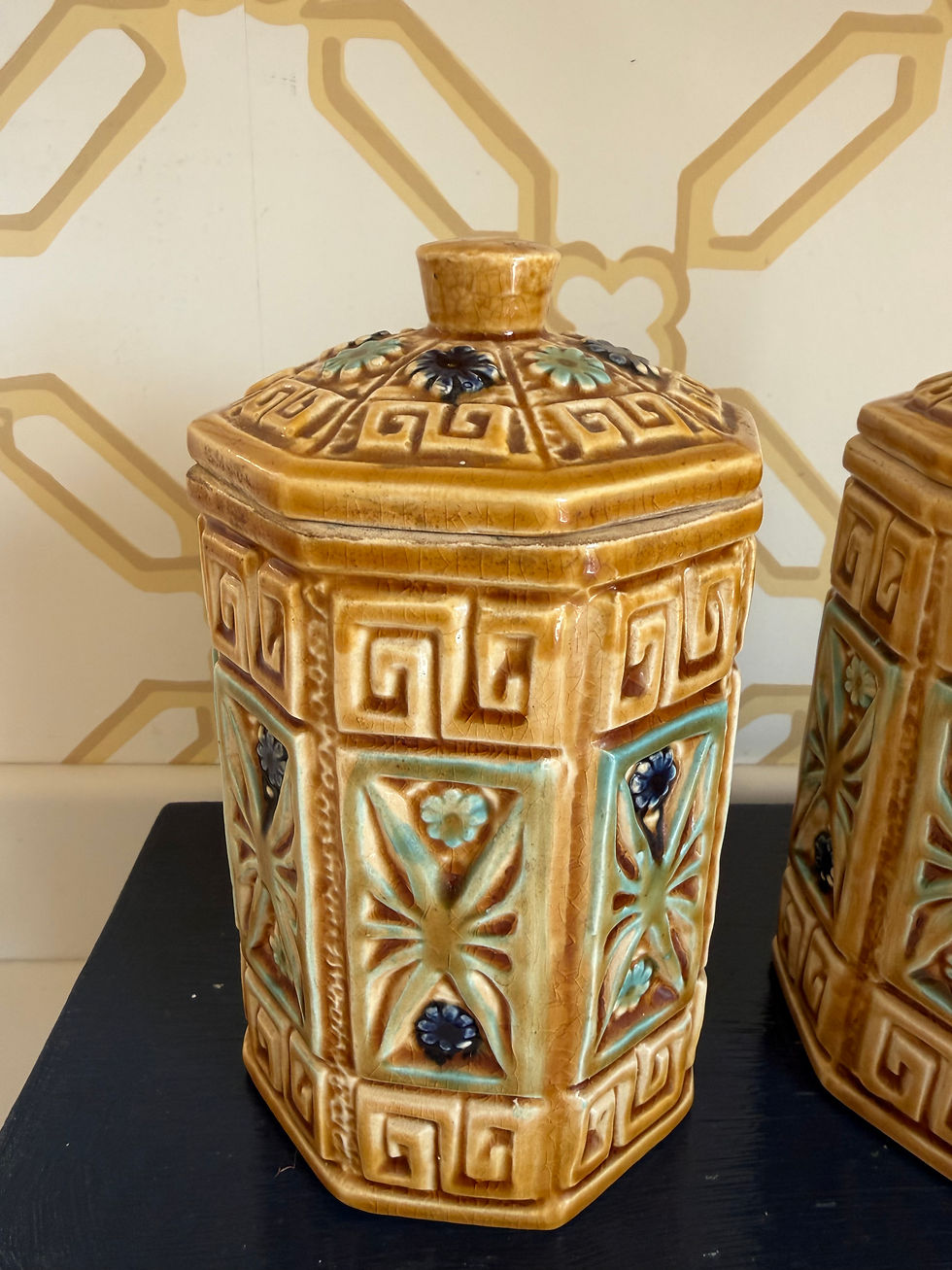Thumbnail: Vintage  Majolica Canisters