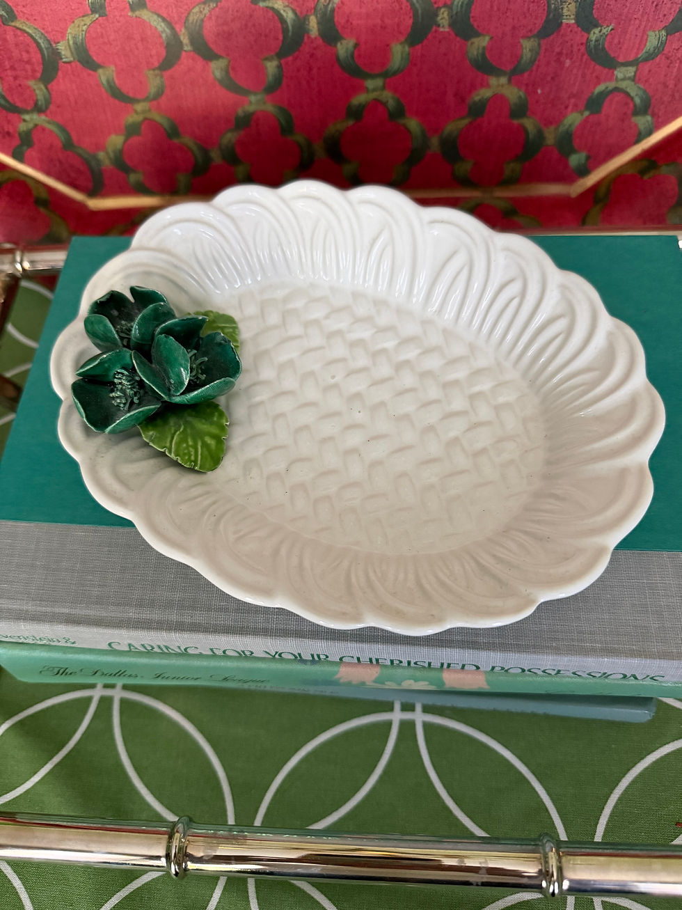 Thumbnail:  Basketweave Trinket Dish with Flowers