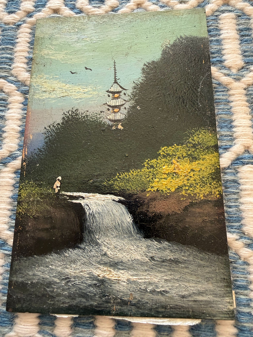 Thumbnail: Pair Vintage Asian Paintings /Postcards