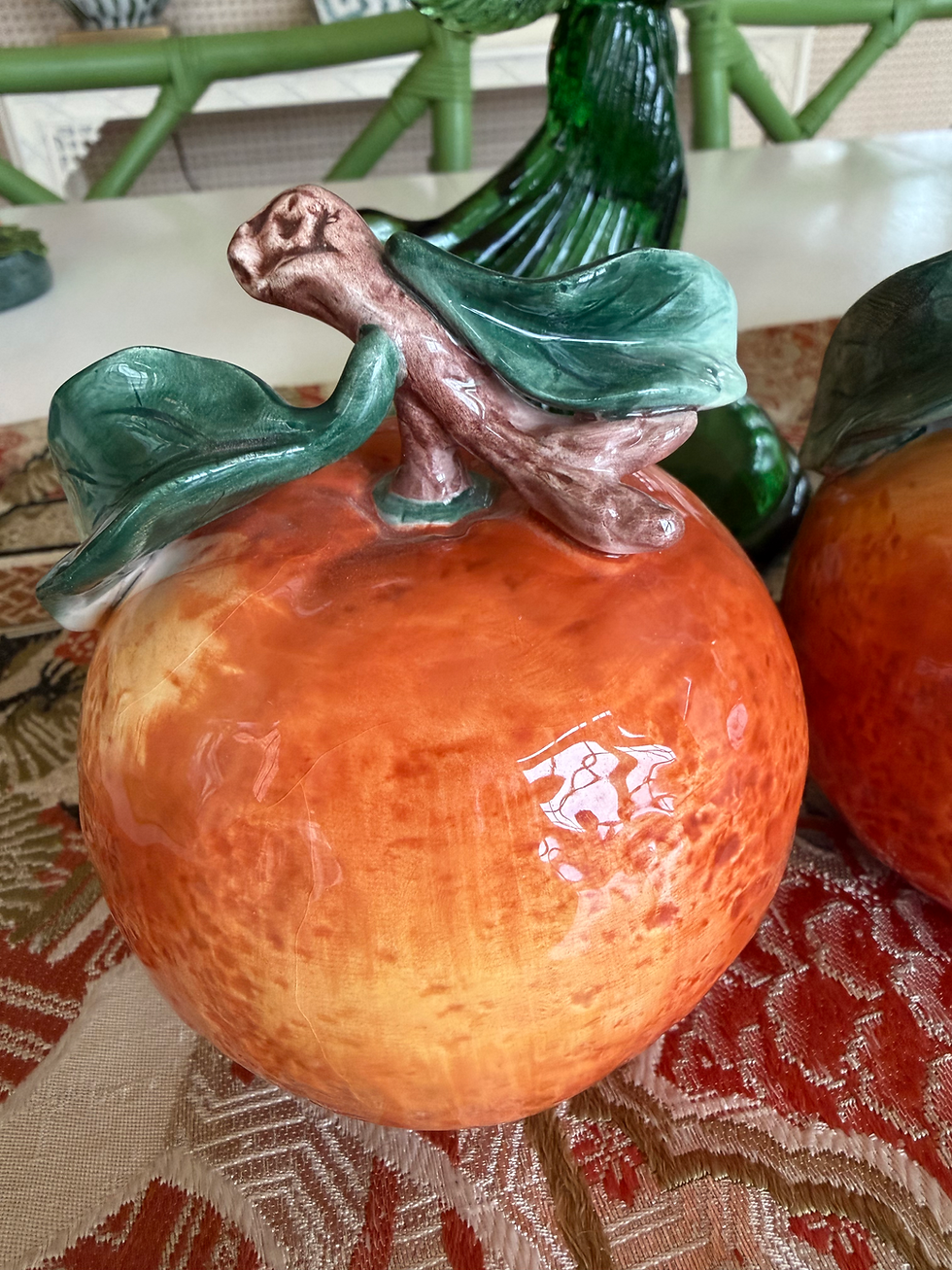 Thumbnail: Pair Vintage Orange Figurines 