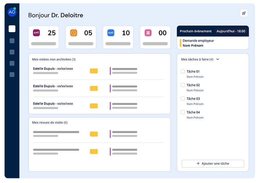 écran simplifiée du tableau de bord medecin de padoa