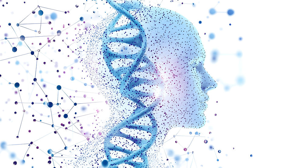 DNA and science image combined with human face conveying communication