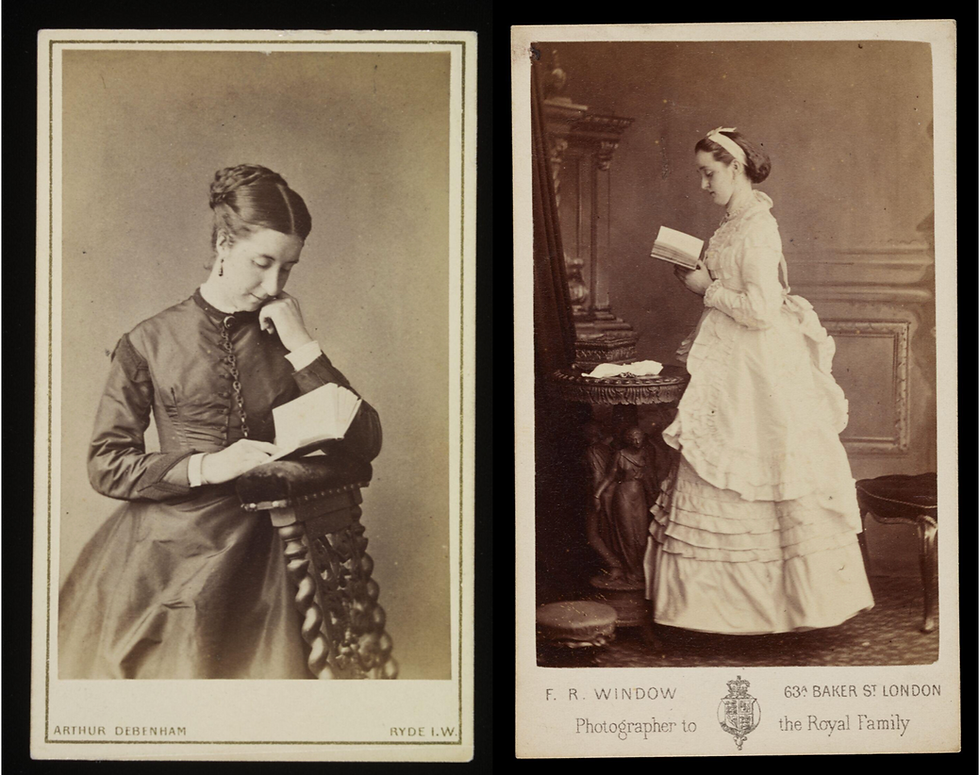 Left: Photograph by Arthur Debenham, "Portrait of a Woman, inscribed 'Annie, Sister'", ca. 1860s. Isles of Wight, England (origins). © Victoria & Albert Museum / Right: Photograph by F. R. Window, "A Portrait of a Woman (generic title)", albumen print, ca. 1860s. London, England (origins). © Victoria & Albert Museum