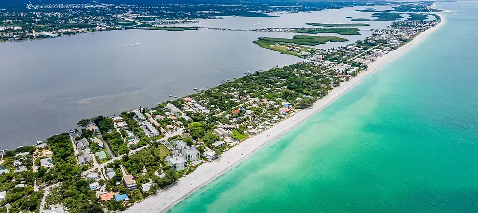 overhead view of Englewood Beach Florida with the intercoastal in the background