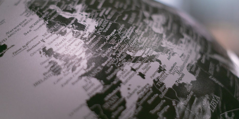grayscale map of western Europe
