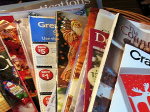 Pile of direct mail catalogs
