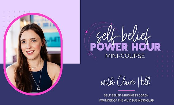 The Self-Belief Mini Course logo, featuring Claire Hill smiling