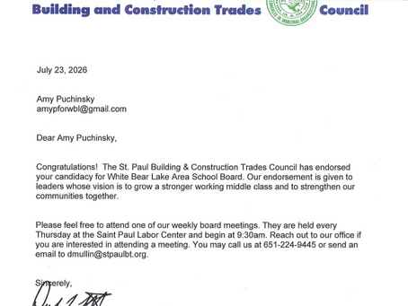 🌟 Latest Endorsement: St. Paul Building and Construction Trades Council