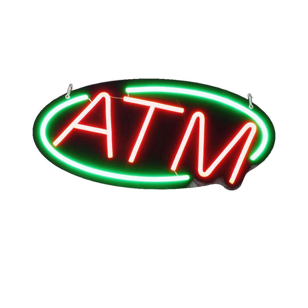 15" x 7" Red and Green Neon LED ATM Sign for retail ATM equipment