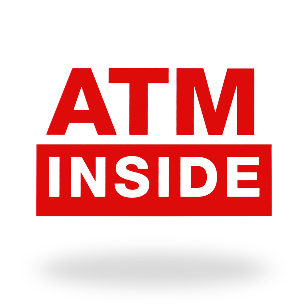 ATM Inside 4 × 6 Double-Sided Sticker for retail ATM locations