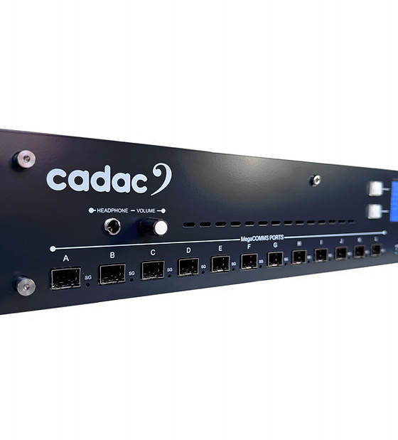 Cadac CM-RT12 MegaCOMMS Router SFP fibre-optic ports and headphone section