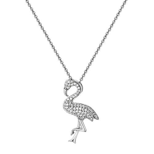 Silver Ladies Rhodium Plated Cz Pendant On Chain