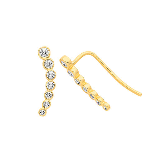 9 Ct Yel Gold Bezel Cz Ear Climbers