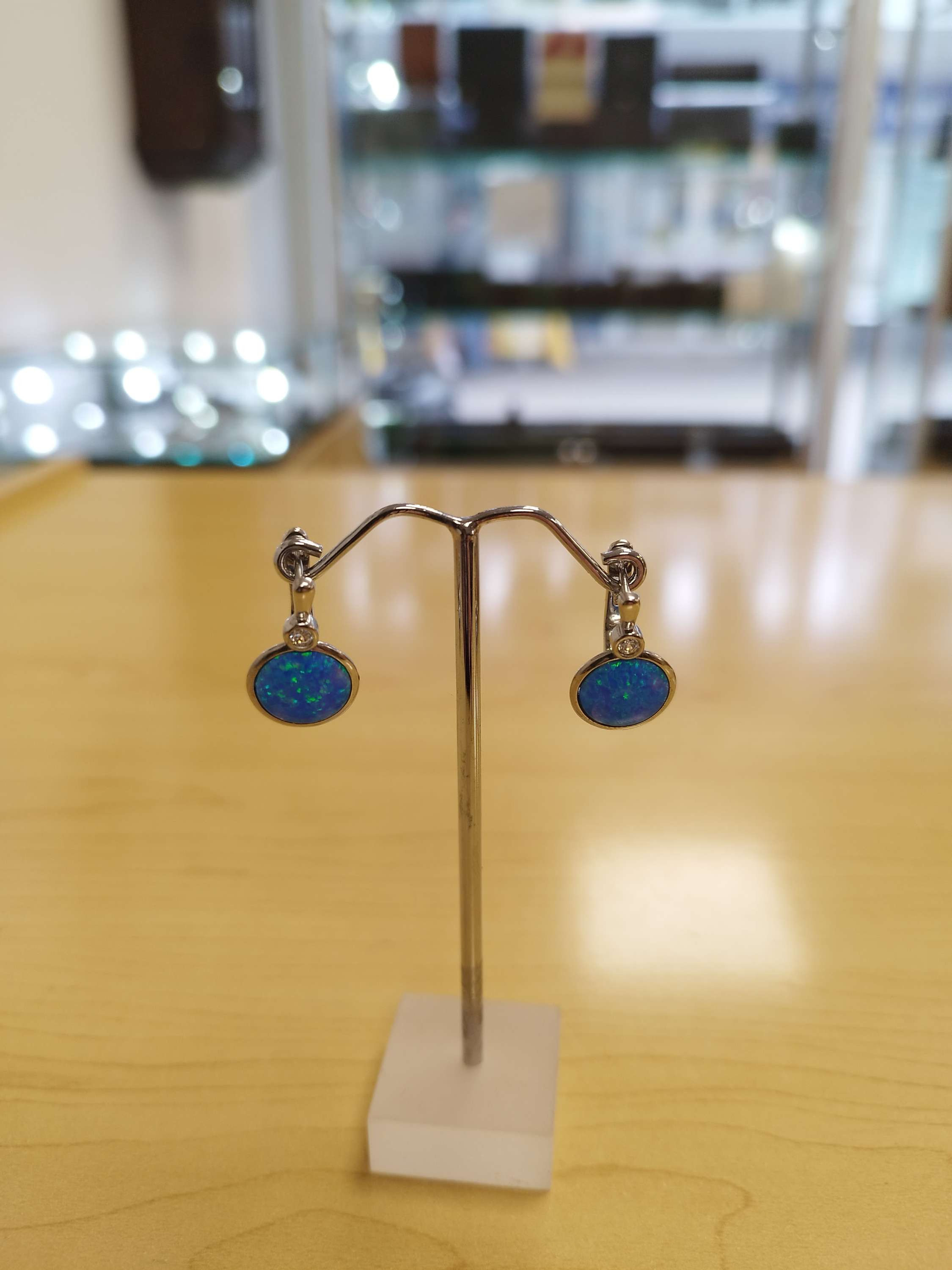 Lab opal drop earrings with Cubic Zirconia 