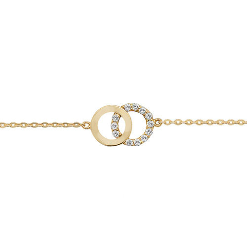 9 Ct Gold Ladies 7 25 In Cz Double Circle Bracelet