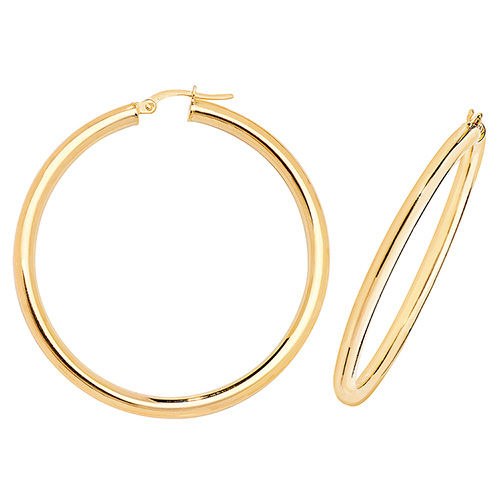 9 Ct Yel Gold 35 Mm Hoop Earrings