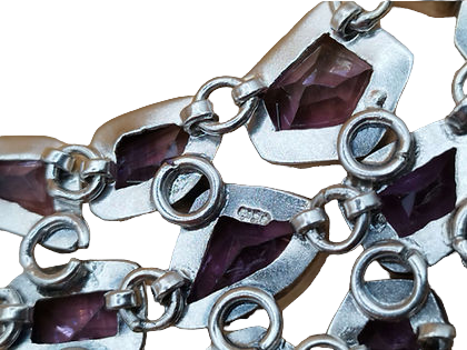 Thumbnail: Sterling silver Geo cluster collar necklace 