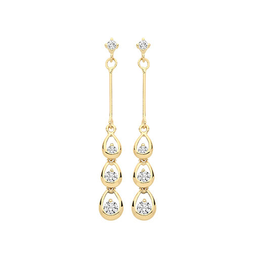 9 Ct Yel Gold Cz Drop Earrings