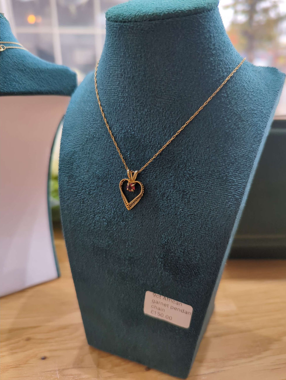 9ct gold Heart pendant with rope chain necklace