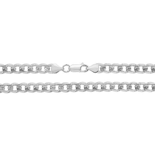Silver Curb Pave Chain