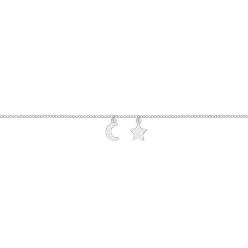 Silver Ladies Rhodium Star Moon Bracelet