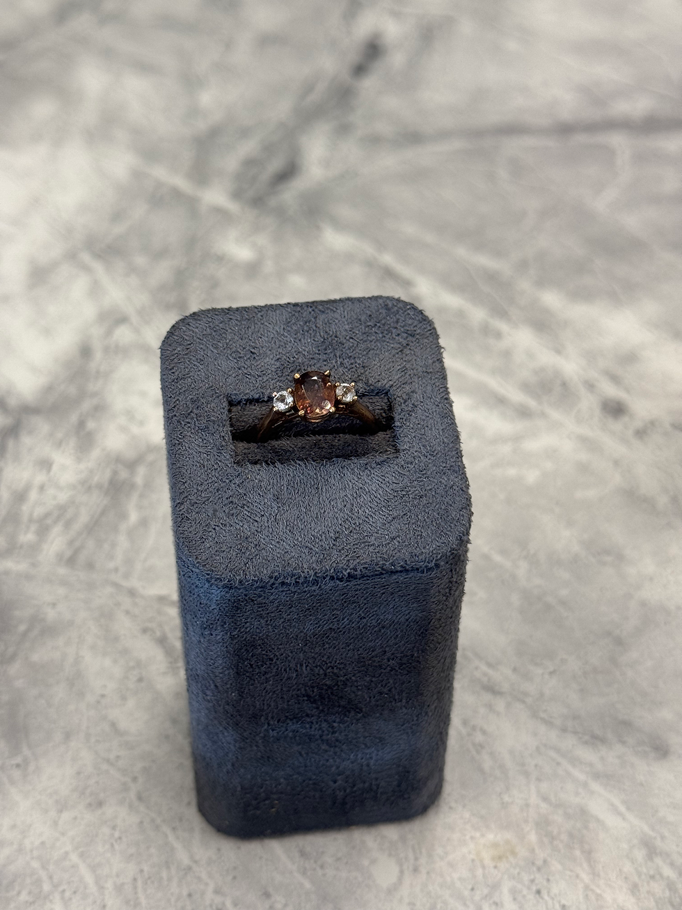 9ct Yellow Gold Axinite & Cubic Zirconia Ring