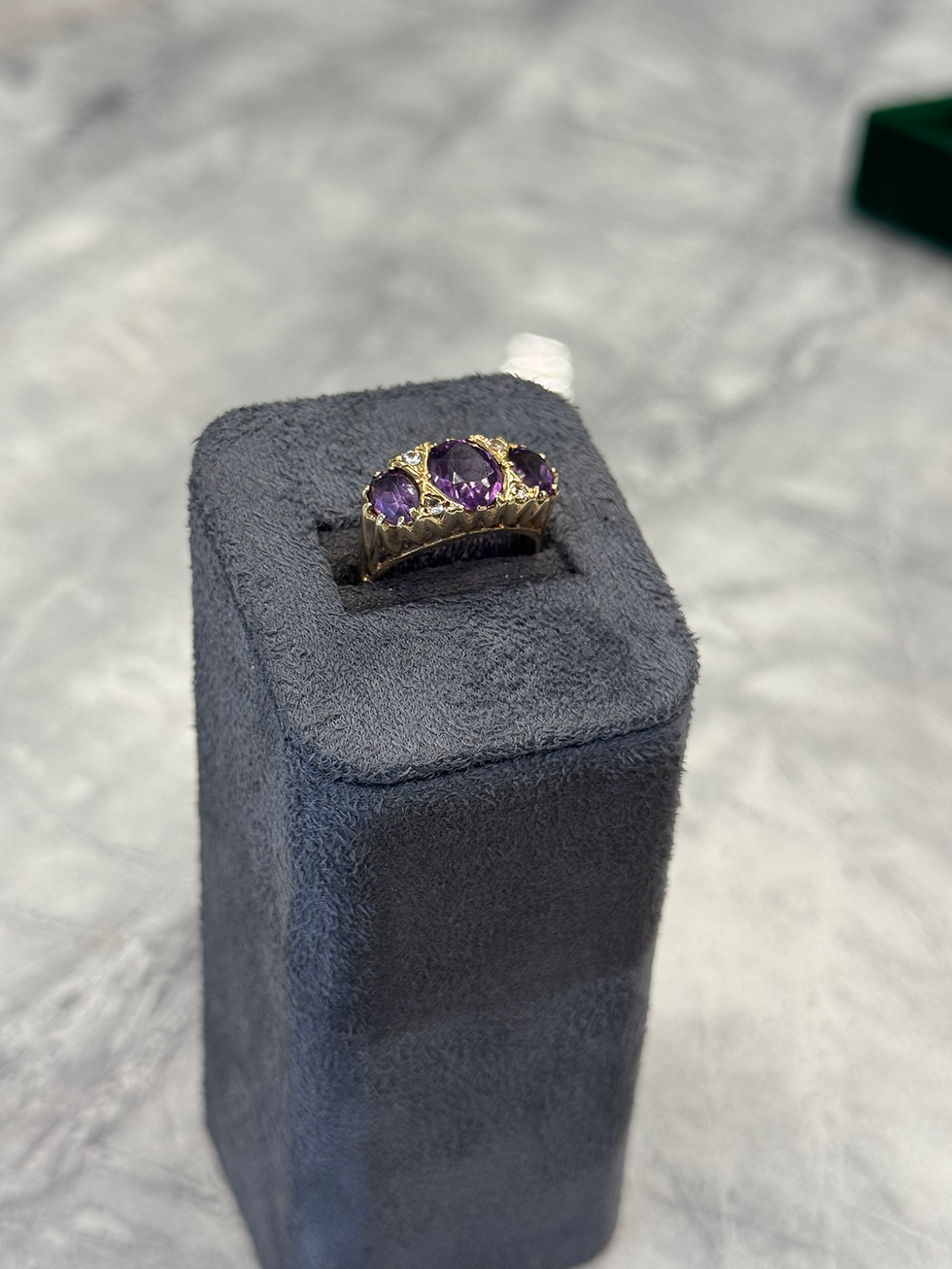 9ct Yellow Gold Amethyst Trilogy Ring