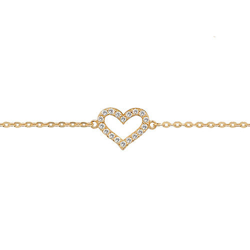 9 Ct Gold Ladies 7 25 In Cz Heart Bracelet