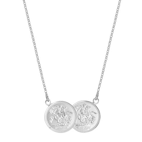 Silver Ladies Half Double Sovereign Coin Necklet