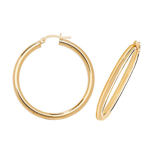 9 Ct Yel Gold 30 Mm Hoop Earrings