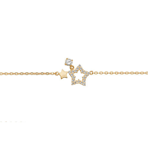9 Ct Gold Ladies 7 25 In Cz Star Bracelet