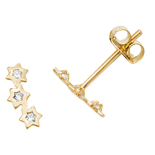 9 Ct Yel Gold Cz Constellation Stud Earrings