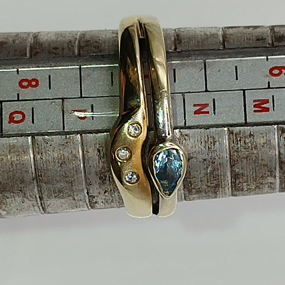 Thumbnail: 14ct gold blue topaz & diamond double band ring