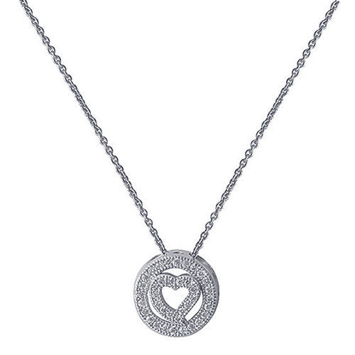 Silver Ladies Rhodium Plated Cz Pendant On Chain