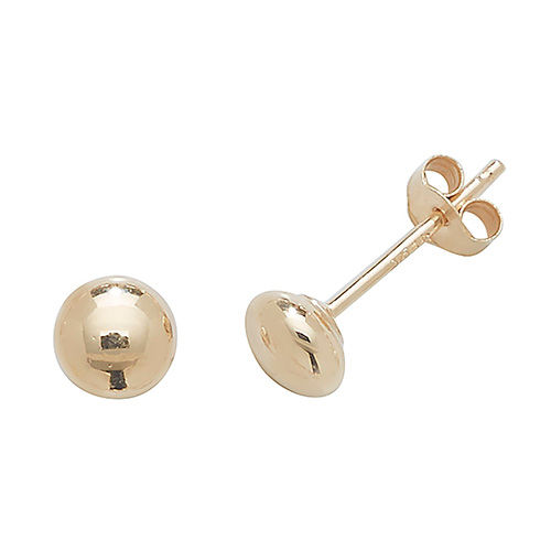 9 Ct Yel Gold 4 Mm Button Stud Earrings