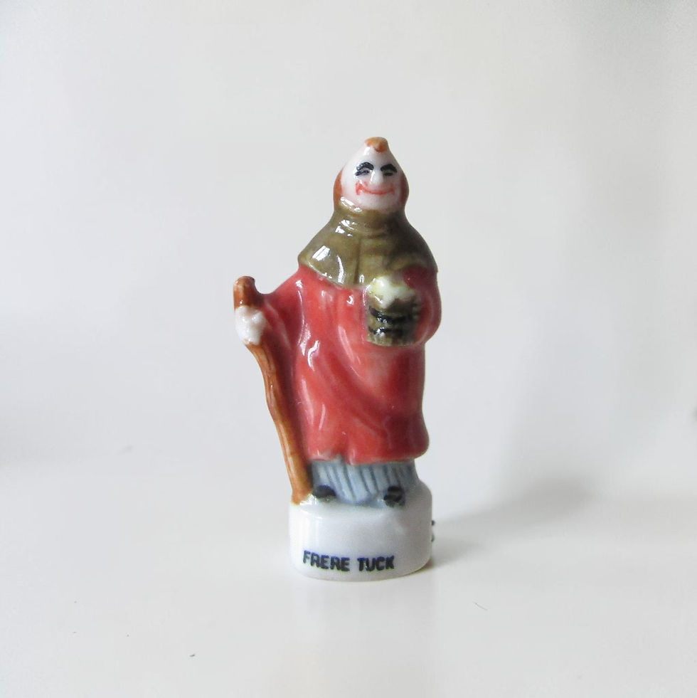 Fèves en porcelaine brillante « Robin des bois » (Éditions Nordia, 1998) représentant 8 personnages emblématiques : Marianne