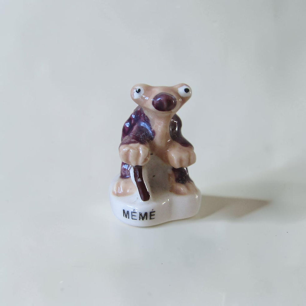 Fèves en porcelaine brillante L’Âge de glace 5 (2017) Éditions Alcara représentant 10 personnages du film : Manny, Sid, Diégo